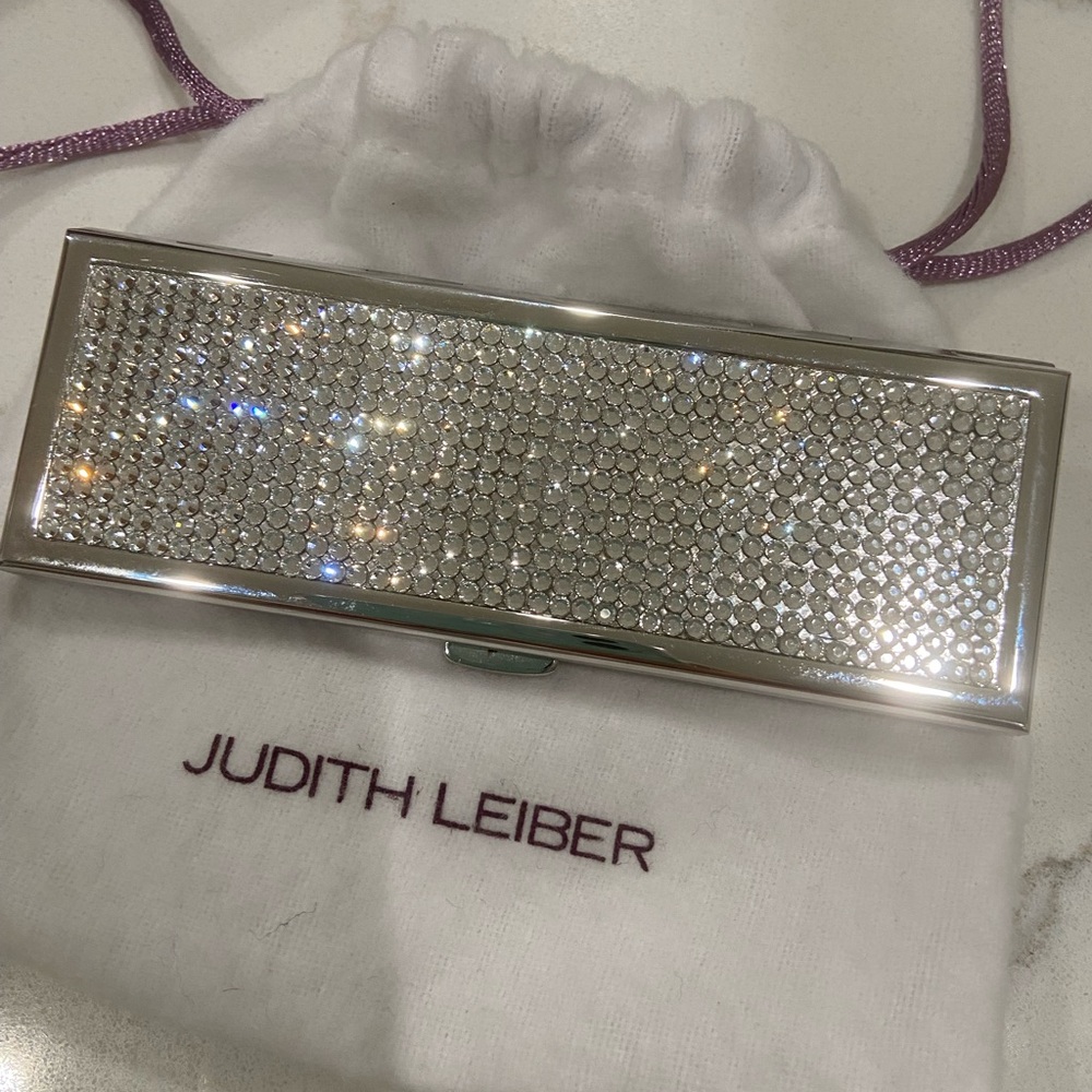 Judith Leiber Silver Crystal Purse Mirror